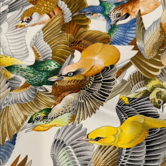 Hermes Multicolor Bird Print Scarf - Picture 5 of 6